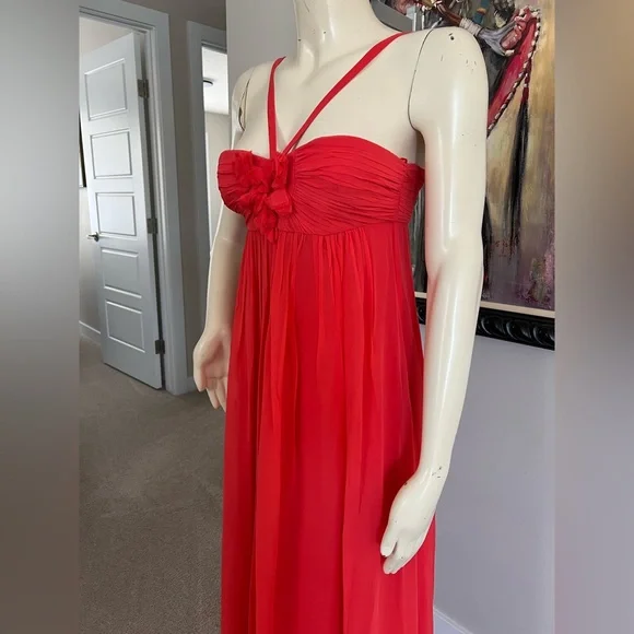 BCBGMaxAzria Vibrant Red 100% Silk Maxi Dress – Size 0 - Picture 6 of 16